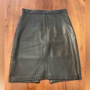 Saks Black Leather Skirt size 8